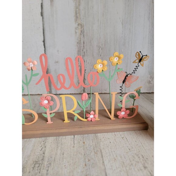 Hello spring sign flower home decor figure butterfly unique set - Picture 3 of 10